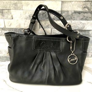 Coach Leather Pleated East West Gallery Tote Bag